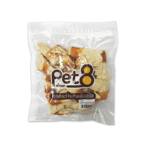 [MANOON] PET8  Sasami Jerky เพ็ทเอ็ท ขนมสุนัข ไก่พันปลาแผ่นพับครึ่ง (แบบนิ่ม 2.5 นิ้ว ) ขนาด 350 กรัม (JJA52)