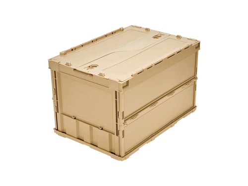 กล่องพลาสติก Trusco พับได้แบบบาง มีฝา 50L สีครีม