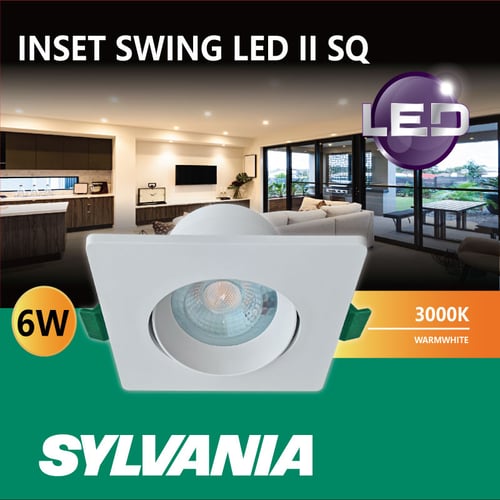 [สินค้าใหม่] SYLVANIA โคม INSET SWING LED II SQ 6W 3000K (วอร์มไวท์) หน้าเหลี่ยม