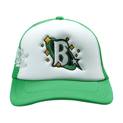 BLUE PLANET MOB TRIPPY B TRUCKER HAT GREEN