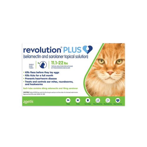 Revolution Plus for Cats เรโวลูชั่น พลัส ยาหยอดกำจัด เห็บ หมัดแมว น้ำหนัก 5.1-10.0 กิโลกรัม