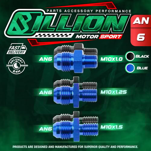 Billion ข้อลดเกลียว AN6 ออก M10X1.25 [BLACK]