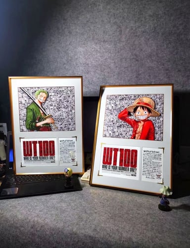 A Luffy ลูฟี่ กรอบรูป World Top 100 + ลายเซ็น ( อาร์ทปริ้น ) (มัดจำ) [[SOLD OUT]]