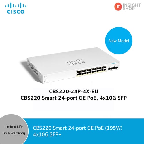 [CBS220-24P-4X-EU] CBS220 Smart Switch 24-port GE PoE with 195W power budget, 4x10G SFP
