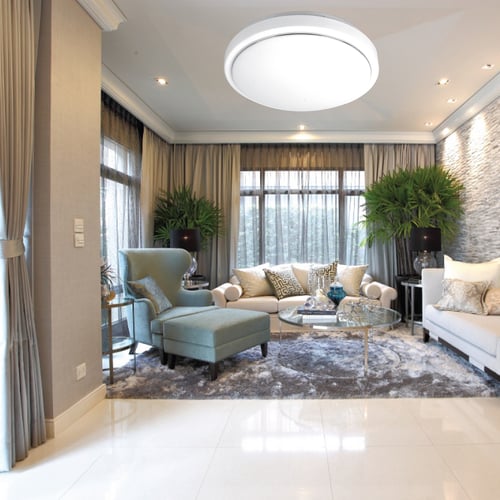 [สินค้าใหม่ เพิ่งเข้า ก.ค.23] SYLVANIA โคมไฟเพดาน LED รุ่น OVALO ECO ACRYLIC GLOSSY SILVER RING 36W (แสงdaylight)