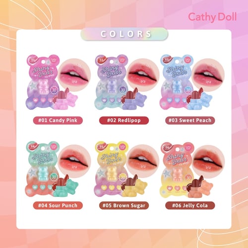 (โปรปลายฝน ต้นหนาว)CATHY DOLL ลิปหมีมีมอยส์   (ไชน์นี่แบร์) 1.1g