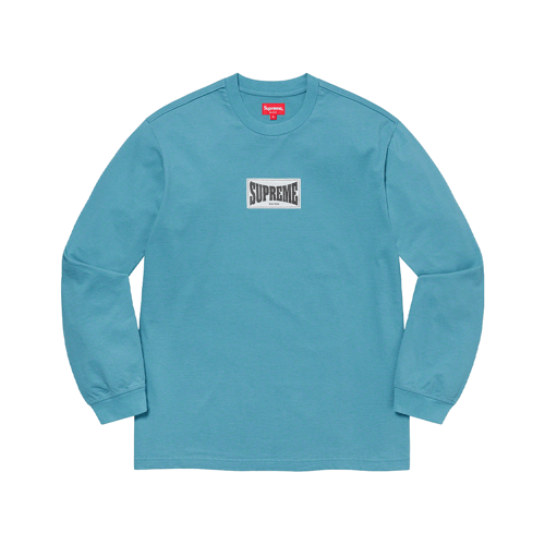 SUPREME WOVEN LABEL LONG SLEEVE T-SHIRT SLATE