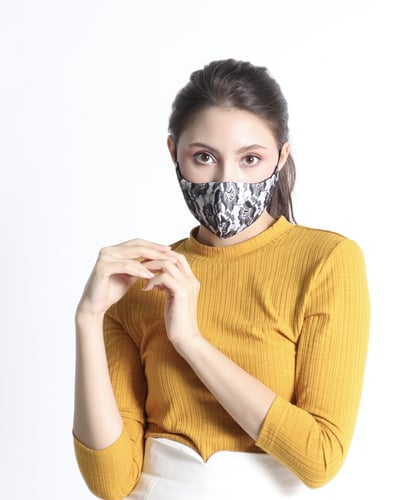 [ 1 เเถม 1 ] หน้ากากผ้ามัสลิน ลายลูกไม้ 4ชั้น ชั้นในซับด้วยผ้ามัสลิน 2ชั้น ซักได้ มีช่องใส่ฟิลเตอร์