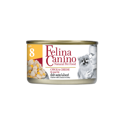 Felina Canino Chick&Cheese เฟลิน่า คานิโน่ อาหารสุนัขสูตรไก่กับชีสในเกรวี่ ขนาด 85 กรัม