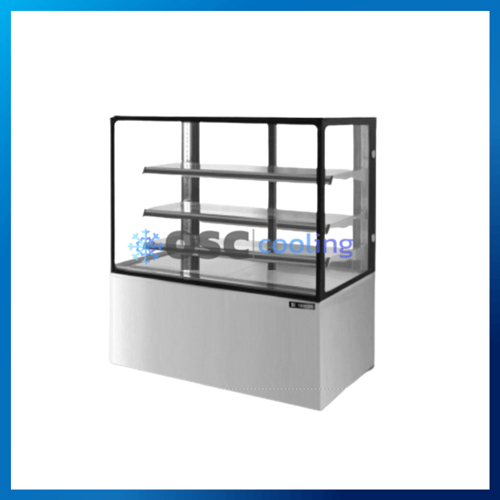 ตู้โชว์เค้กกระจกตรง 3 ชั้นวาง กว้าง 90 ซม. สีสแตนเลส "SANDEN" 16.9 คิว [SKR-0903G]