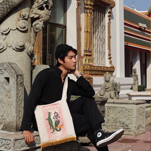 กระเป๋าย่าม สกรีนธงกฐินคู่