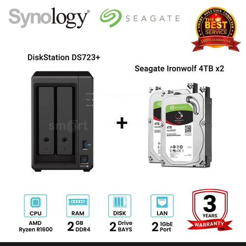 Synology DiskStation DS223J Serveur NAS IRONWOLF 8To (2x4To)