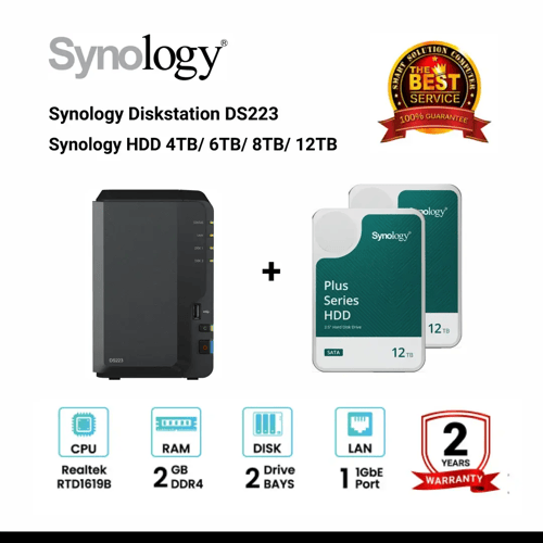 [NEW] Synology DiskStation DS223 2-Bay NAS + Synology HDD 4TB / 6TB / 8TB / 12TB