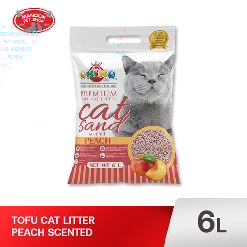OKIKO ทรายแมวเต้าหู้ PEACH 6L.