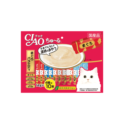 CIAO Churu Tuna and Scallop mix Flavor เชาว์ ชูหรุ ขนมแมวเลีย รสปลาทูน่าและหอยเชลล์รวม ขนาด 14 กรัม (40 ชิ้น)