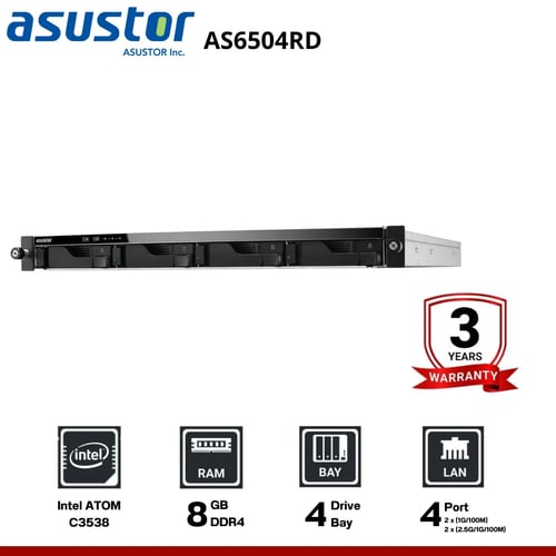 Asustor LOCKERSTOR 4RD AS6504RD 4-Bay Rack  อุปกรณ์จัดเก็บข้อมูลบนเครือข่าย