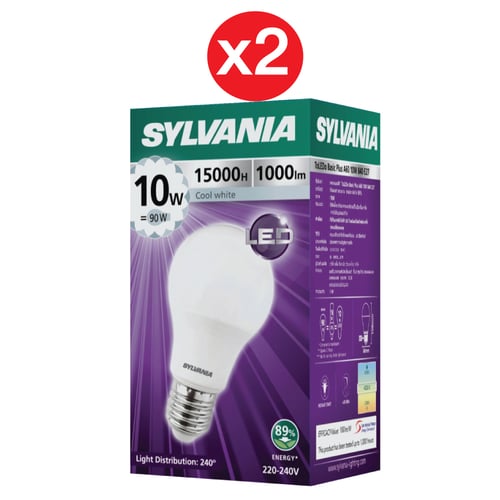 [แพ็ค 2 ] หลอดไฟ LED SYLVANIA ToLEDo Basic Plus A60 10W ขั้ว E27  (CoolWhite )