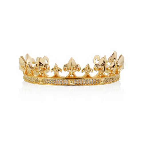 the Grand Golden Westminster Crown bangle กำไลข้อมือเงินแท้ 925 แกะมือ ขัดเงาพิเศษ  ชุบทองคำแท้ 24 กะรัต ประดับคริสตัล