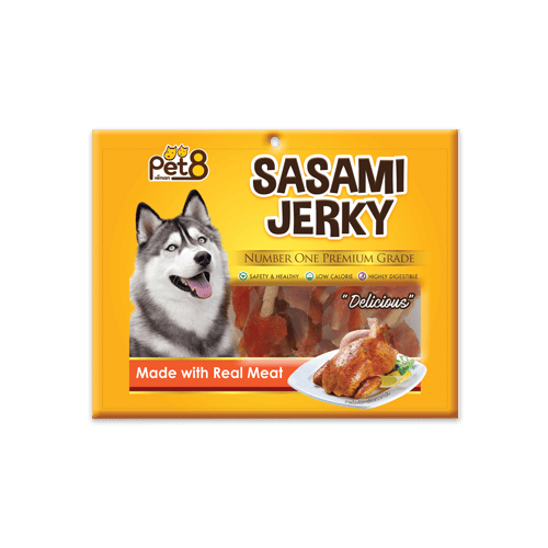 [MANOON] PET8  Sasami Jerky เพ็ทเอ็ท ขนมสุนัข ไก่เสียบแท่งเกลียว (2.5 นิ้ว) ขนาด 360 กรัม (JJ406)