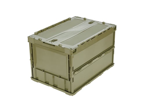 กล่องพลาสติก Trusco พับได้แบบบาง มีฝา 50L Olive Drab
