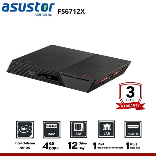 Asustor FLASHSTOR 12 Pro FS6712X 12-Slot SSD M.2 NVMe NAS  อุปกรณ์จัดเก็บข้อมูลบนเครือข่าย