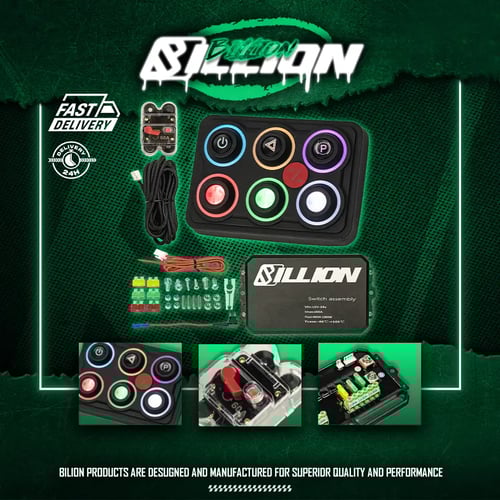 แผงสวิตช์ไฟ 6 ปุ่ม Billion RGB Master Switch พร้อมระบบไฟ LED ปรับสีได้