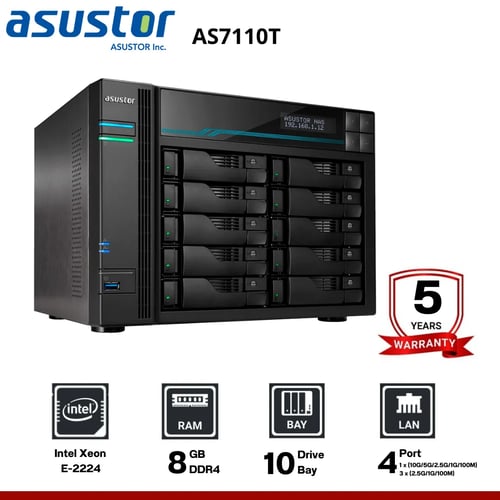 Asustor LOCKERSTOR 10 Pro AS7110T 10-Bay Nas  อุปกรณ์จัดเก็บข้อมูลบนเครือข่าย