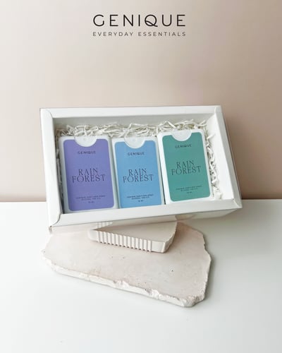 Genique พรีเมี่ยมเซท Giftset hygiene alcohol สเปรย์แอลกอฮอล์ แบบการ์ด 3 ชิ้น