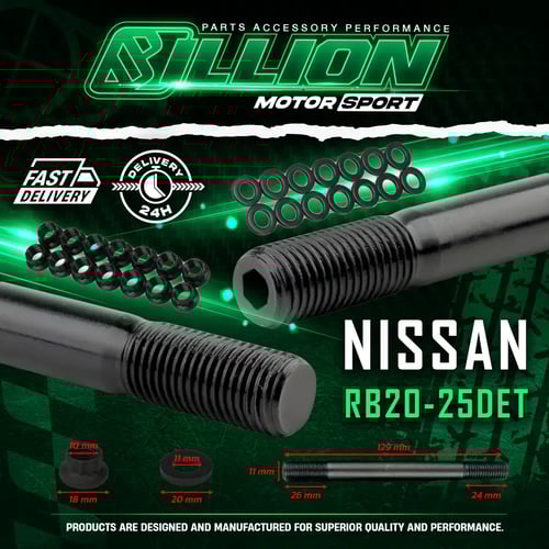 น็อตฝาสูบ Billion NISSAN RB20/RB25DET Head Studs ชุดน็อตฝาเครื่องคุณภาพสูง