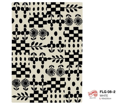 พรมรุ่น FLOWER, LEAF, AND GRID (L) รหัส FLG 08-2 L 160x230 ซม. WHITE (พรีออเดอร์)