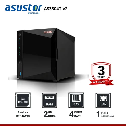Asustor DRIVESTOR 4 Pro Gen2 AS3304T v2 4-Bay NAS &nbsp;อุปกรณ์จัดเก็บข้อมูลบนเครือข่าย