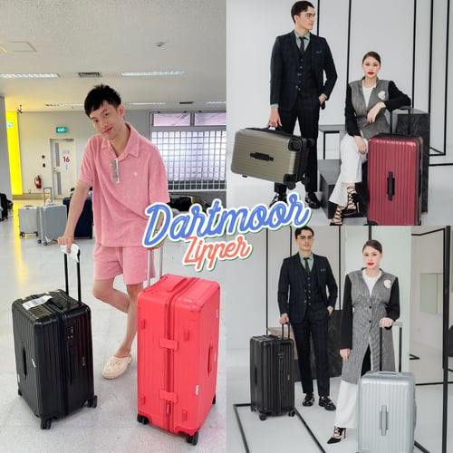 ดีเจมะตูม รีวิวกระเป๋าเดินทางpegasus สีดําและสีชมพู รุ่น dartmoor zipper ทรงtrunk ดีไซค์ใหม่