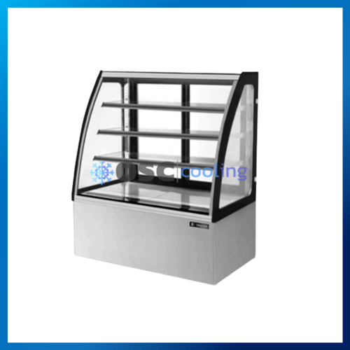 ตู้โชว์เค้กกระจกโค้ง 3 ชั้นวาง กว้าง 90 ซม. สีสแตนเลส "SANDEN" 12.5 คิว [SKC-0903G]