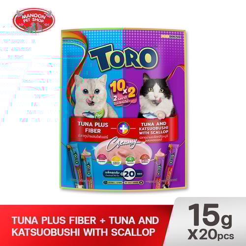 TORO ครีมแมวเลีย มิกซ์ ไฟเบอร์และหอยเชลล์ 15g.x20ชิ้น