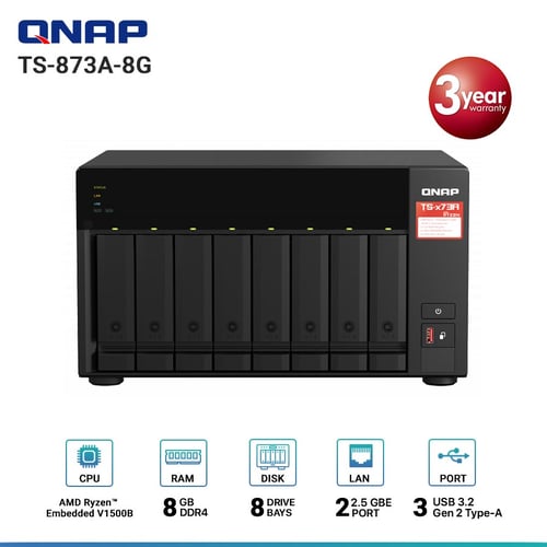 Qnap TS-873A-8G 8-Bay Nas อุปกรณ์จัดเก็บข้อมูลบนเครือข่าย