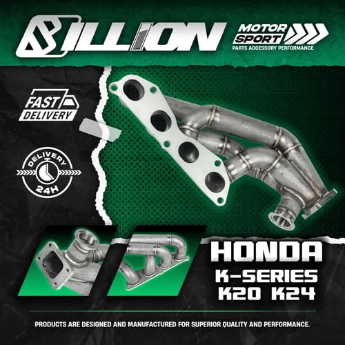 เฮดเดอร์ Billion Turbo K-Series K20 K24 | ท่อ T3 + Wastegate 44mm หนา 3mm สำหรับเทอร์โบ