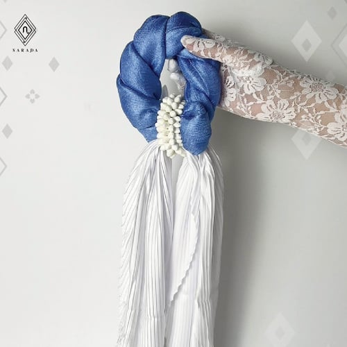 MS6_มาลัยวันแม่ มาลัยผ้าไหมมุกพร้อมผ้าพลีท ของขวัญวันแม่