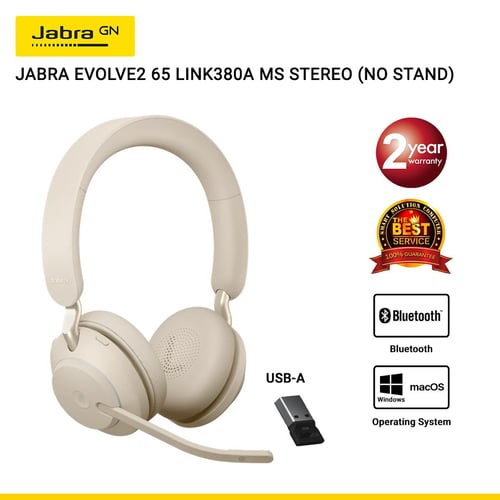 Jabra Evolve2 65 Link380a MS Stereo Beige (No Stand) (JBA-26599-999-998)