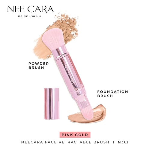 NEE CARA นีคาร่า แปรงปัดหน้า 2in1 N361-สีPink Gold