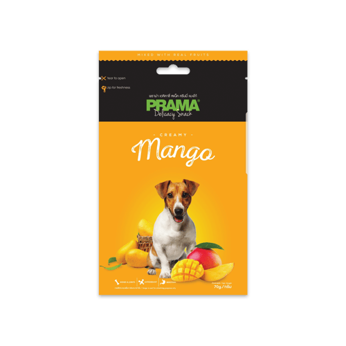 [MANOON] PRAMA Snack Creamy Mango Flavor พราม่า สแน็ค ขนมสำหรับสุนัขรสครีมมะม่วง ขนาด 70 กรัม