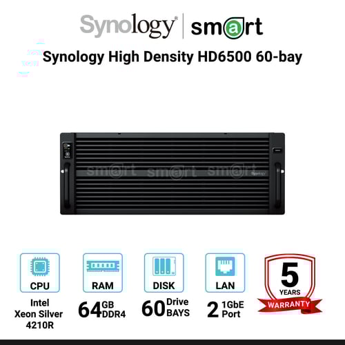 Synology High Density HD6500 60-bay RackStation (up to 300-bay) &nbsp;| กรุณาติดต่อเจ้าหน้าที่เพื่อขอใบเสนอราคา