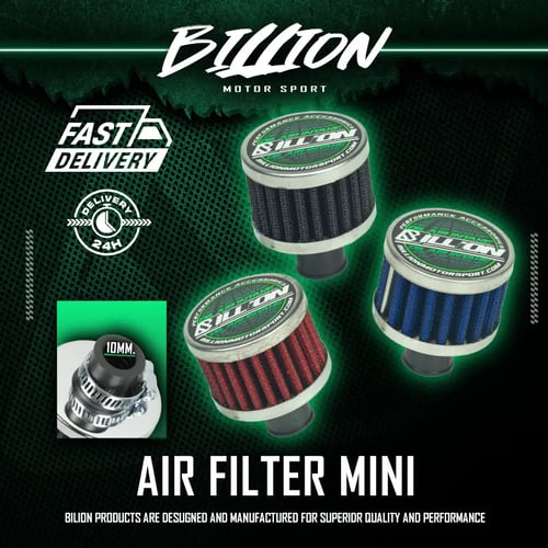 กรองดักไอเครื่องยนต์ Air Filter Mini Billion 10mm. Red