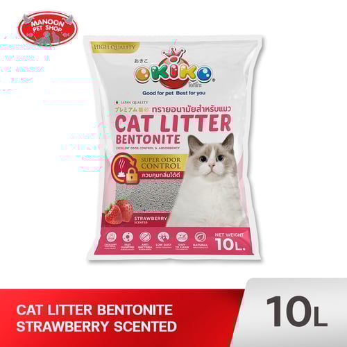OKIKO ECO ทรายแมว สตรอเบอร์รี่ 10L.