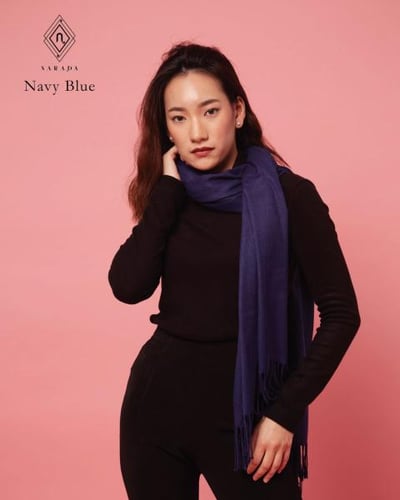 ผ้าพันคอแคชเมียร์  Navy Blue