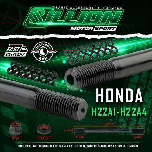 น็อตฝาสูบ Billion HONDA H22A1-H22A4 ชุดน็อตฝาเครื่อง H-Series สำหรับรถแต่งแรงสูง