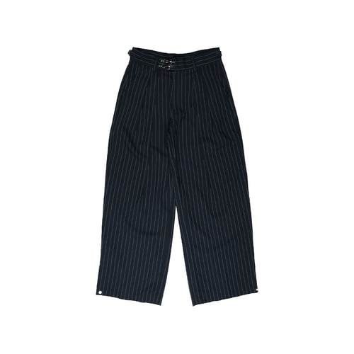 AKFS STUDIO FIREMAN CLASP SLACKS PANTS PINSTRIPE