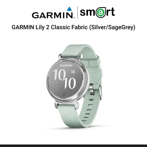 Smart Watch GARMIN (สมาร์ทวอทช์) Lily 2 Classic Fabric, Silver/SageGrey, KOR/SEA