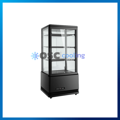 ตู้แช่กระจก 4 ด้าน ชั้นวาง 3 ชั้น "SANDEN" 2.8 คิว (สีดำ) [SAG-0785-BLACK]