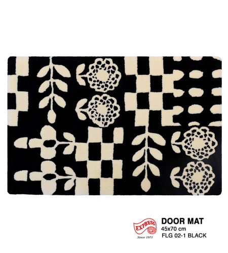 พรมรุ่น FLOWER, LEAF, AND GRID (DM) รหัส FLG 02-1 DM 45x70 ซม. BLACK (พรีออเดอร์)