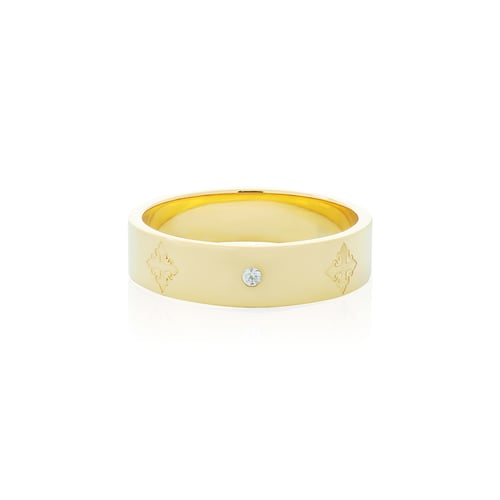 AKE AKE Rituals Cross Wedding Band Xtreme  GM 24KGold with Crystal แหวนเงินแท้925 ชุบทองคำแท้ 24K ฝังคริสตัล